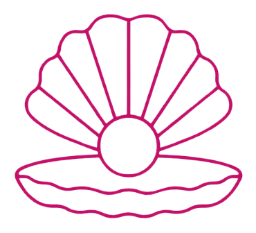 Perlas Glow Aesthetic Logo: Muschel mit Perle